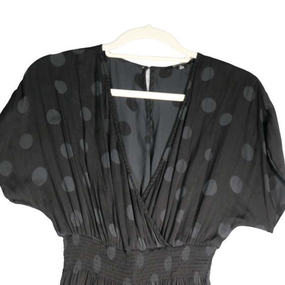 Madewell Jumpsuit Womens XS Black Polka Dot Dolman Smocked Waist Wide Leg Boho - Picture 4 of 12